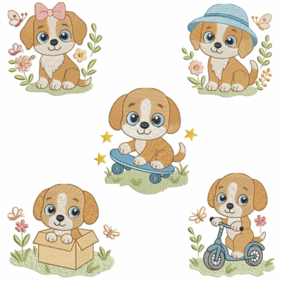 Coleção com 05 matriz de bordados Cachorrinhos fofos2