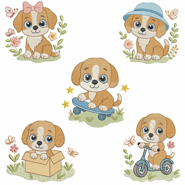 Coleção com 05 matriz de bordados Cachorrinhos fofos2