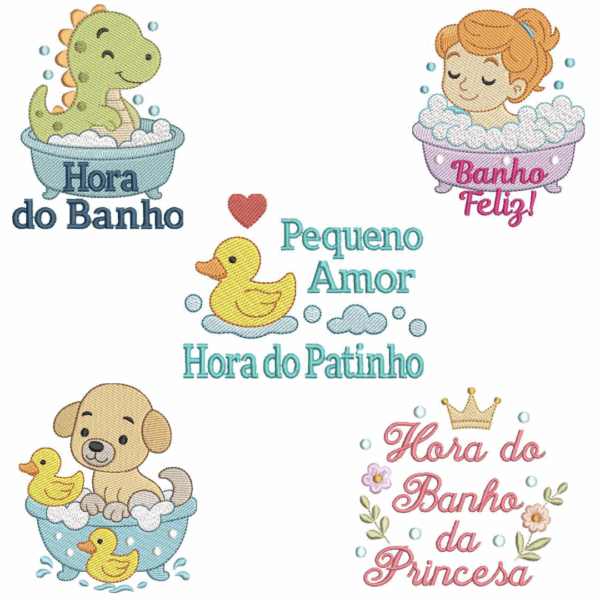 Coleção com 05 matriz Hora do Banho4 (Pontos Leves)