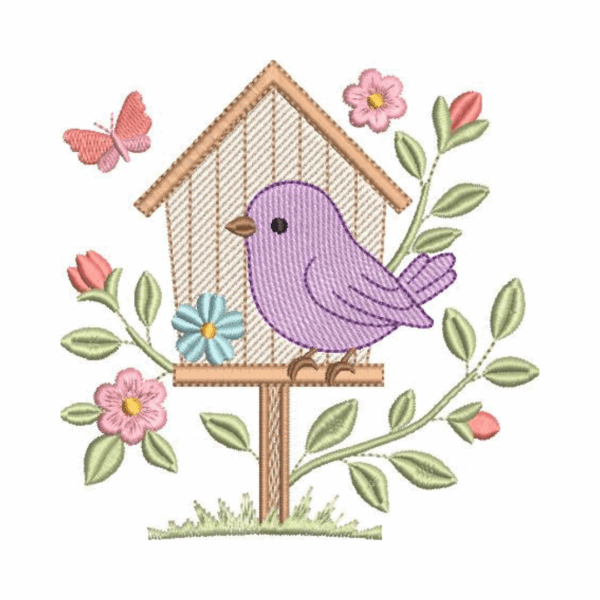 Coleção com 05 matriz de bordados Pássaros com floral3 - Imagem 4