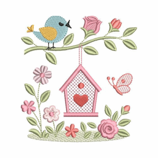 Coleção com 05 matriz de bordados Pássaros com floral3 - Imagem 6