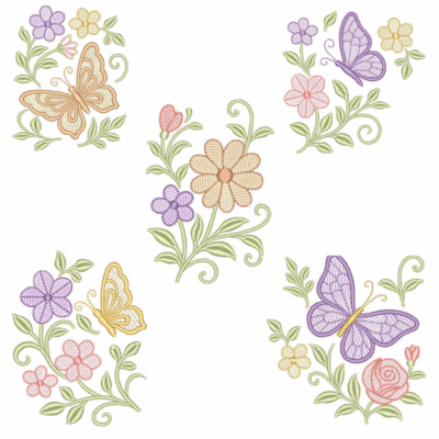 Coleção com 05 matriz Floral e Borboletas1