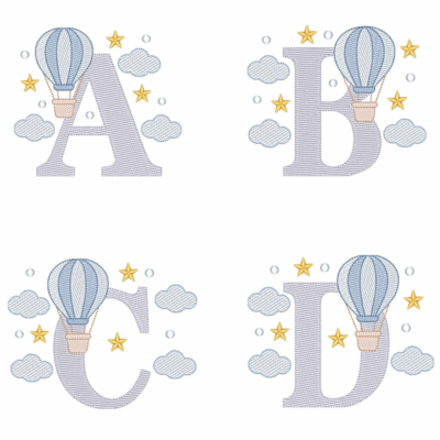 Coleção completa de Alfabetos Monogramas com Balões (Pontos Leves)