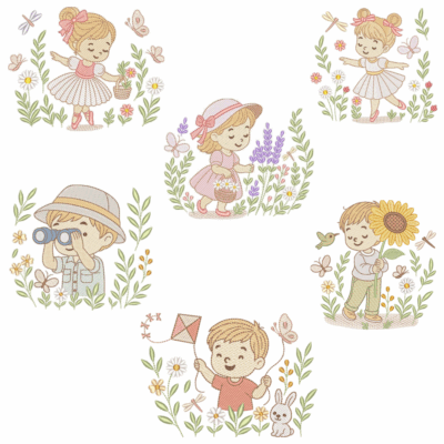 Coleção com 06 Matriz Meninas e Meninos no Jardim (Pontos Leves)