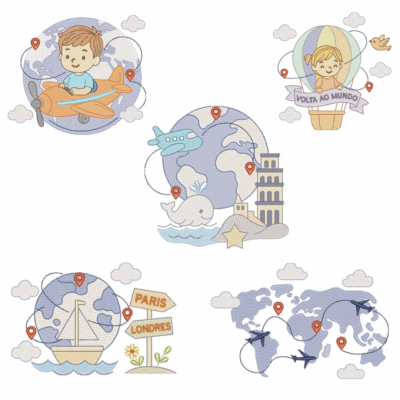 Coleção com 05 matriz Volta ao Mundo1