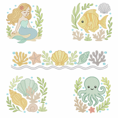 Coleção com 05 matriz Fundo do Mar6 (pontos Leves)