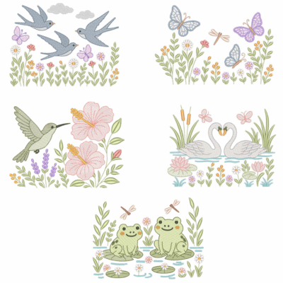 Coleção com 05 matriz Barrinhas4 com Animais e Floral (Pontos Leves)