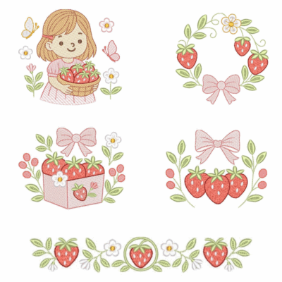 Coleção com 05 matriz Morangos com Ramos1 (Pontos Leves)
