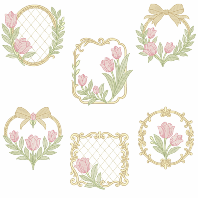 Coleção com 06 matriz Molduras com Tulipas (Pontos Leves)