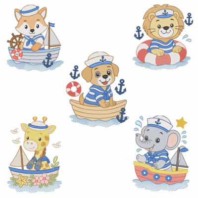 Coleção com 05 matriz Animais Marinheiros (Pontos Leves)