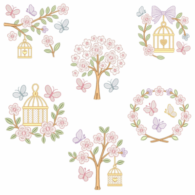 Coleção com 06 matriz-Árvore com Floral