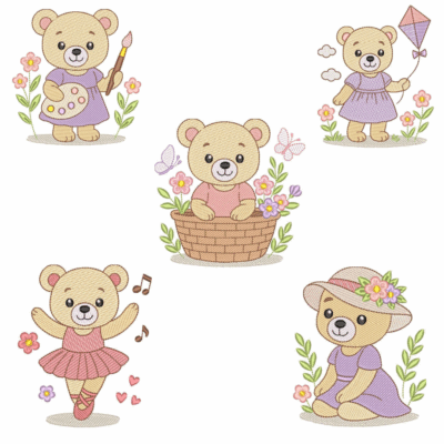 Coleção com 05 matriz Ursinhas Fofas (Pontos Leves)