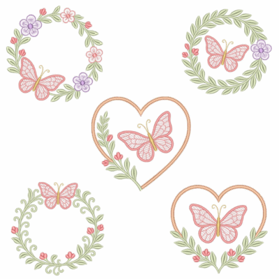 Coleção com 05 matriz Moldura com Borboletas