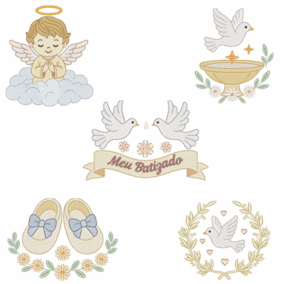 Coleção com 05 matriz de bordados meu batizado6