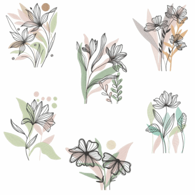 Coleção com 06 matriz de Flores Abstratas (Pontos Leves)