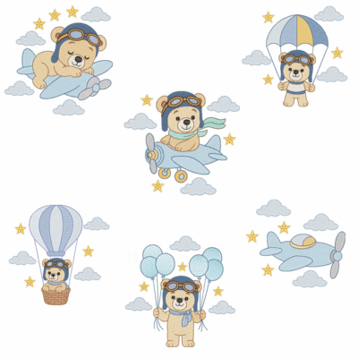 Coleção com 06 matriz de Ursinhos Aviadores (Pontos Leves)