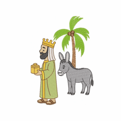 Rei Mago com Presente e Jumentinho