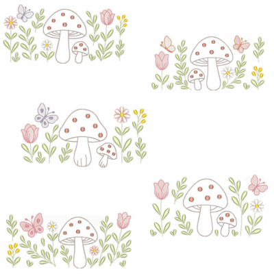 Coleção com 05 matriz Barrados Cogumelos