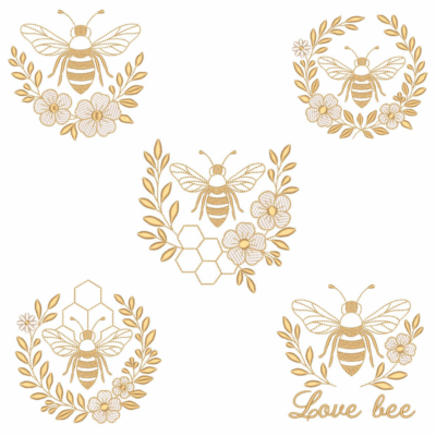 Coleção com 05 matriz Abelhas e floral4