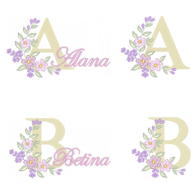 Coleção de Matriz de Alfabetos Monogramas com Floral4