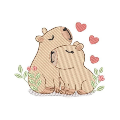 Capivara Mãe e Filhote