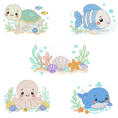 Coleção com 05 matriz Fundo do Mar7 (pontos Leves)