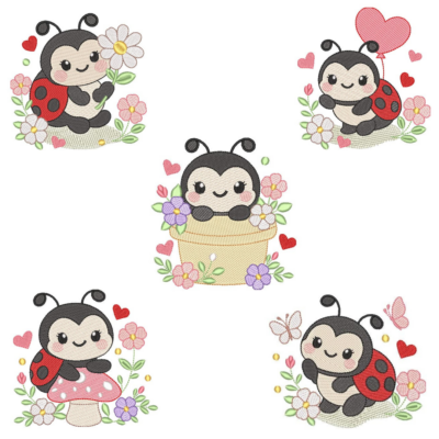 Coleção com 05 matriz Joaninhas Fofas