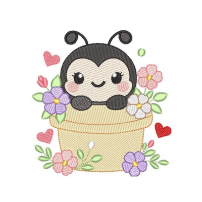 Joaninha no Vaso de Flores