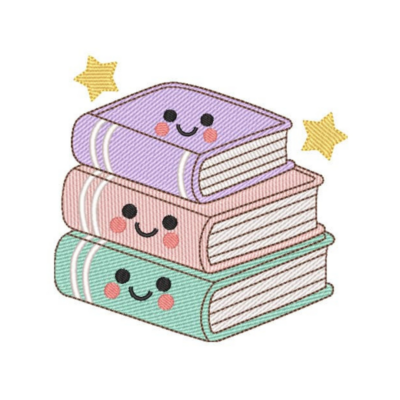 Livros Empilhados com Rostinho