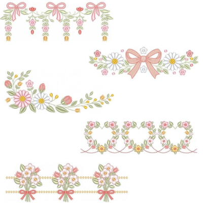 Coleção com 05 matriz de Barrados com Flores7