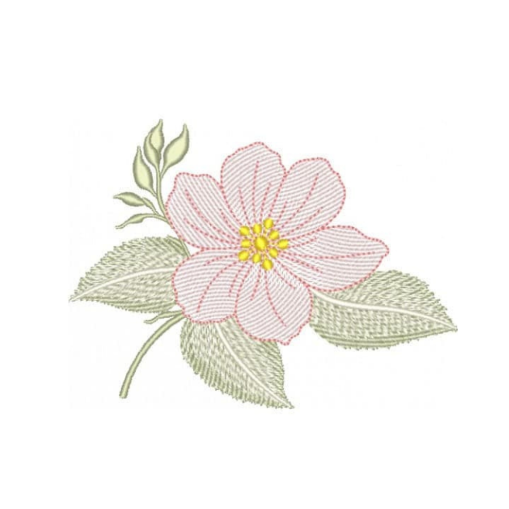 Flor Única com Folhas