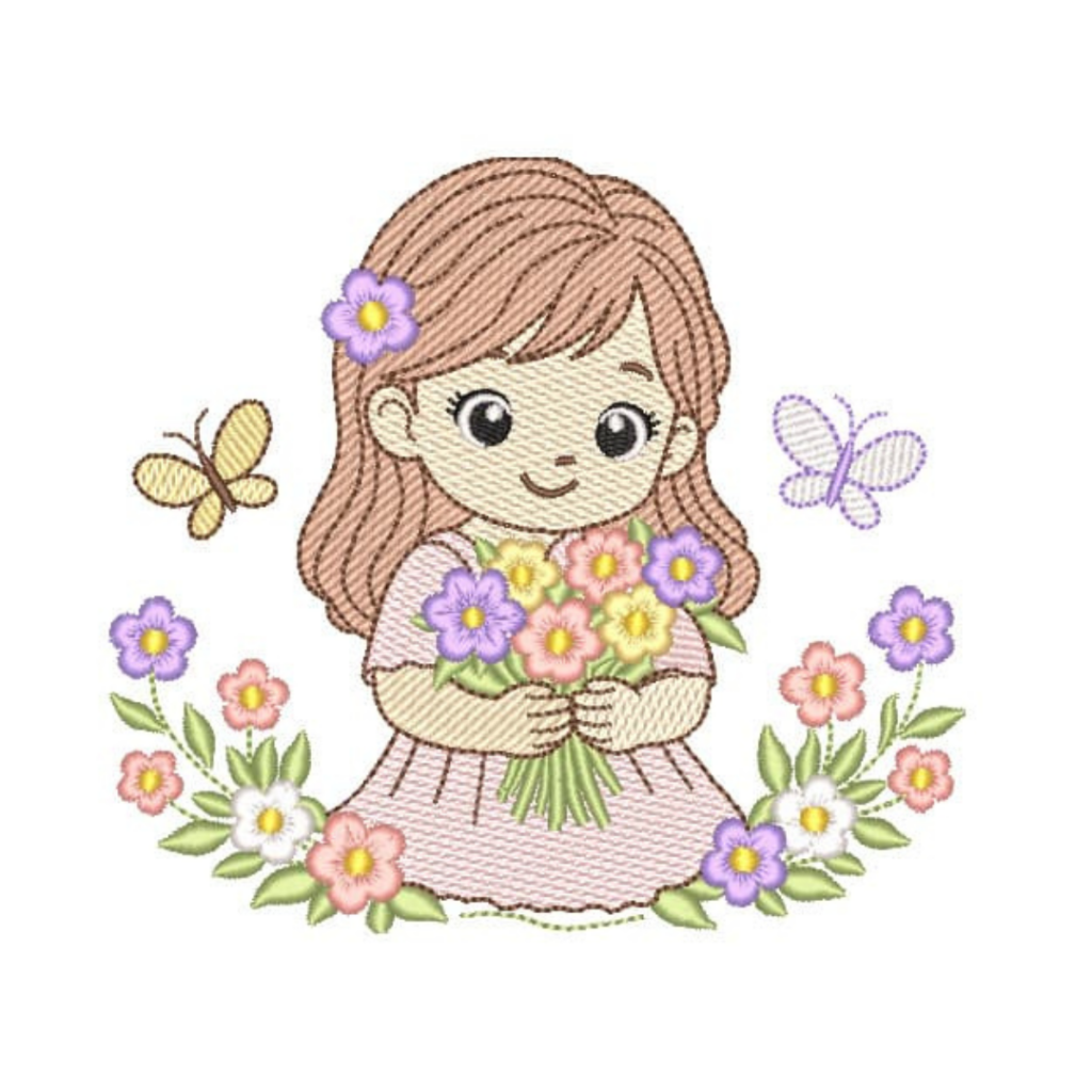 Menina Segurando Flores