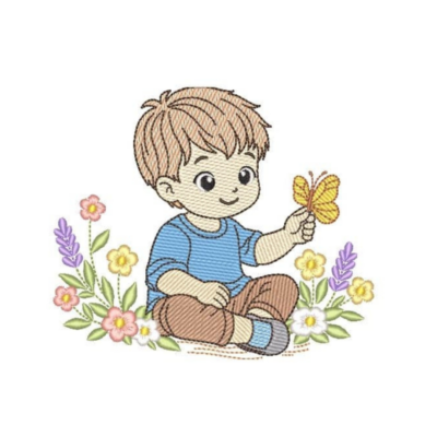 Menino Sentado no Jardim