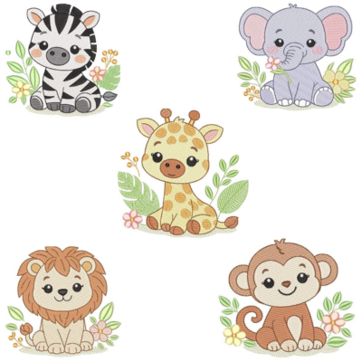 Coleção com 05 matriz de Safari Fofos13 (Pontos Leves)