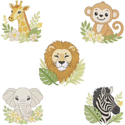 Coleção com 05 matriz de Animais Safari14 (Pontos Leves)