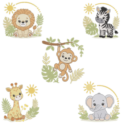 Coleção com 05 matriz de Animais Safari15 (Pontos Leves)