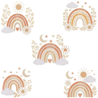 Coleção com 05 matriz de Arco íris Boho2