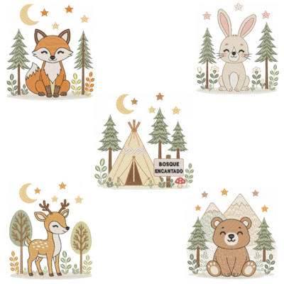 Coleção com 05 matriz Bosque Encantado1