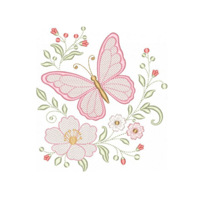 Borboleta com Floral e Galhos