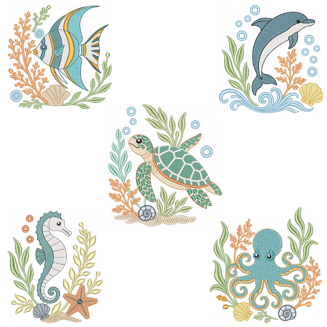 Coleção com 05 matriz Fundo do Mar9 (pontos Leves)