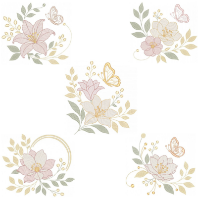 Coleção com 05 matriz Floral Clássico2 (Pontos Leves)