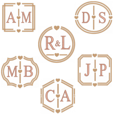 Coleção com 06 matriz de Molduras com Monogramas