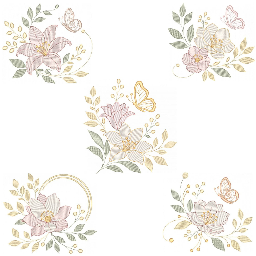 Coleção com 05 matriz Floral Clássico2 (Pontos Leves)
