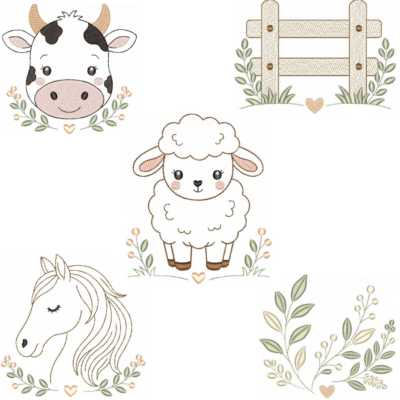 Coleção com 05 matrizes Fazendinha Minimalista
