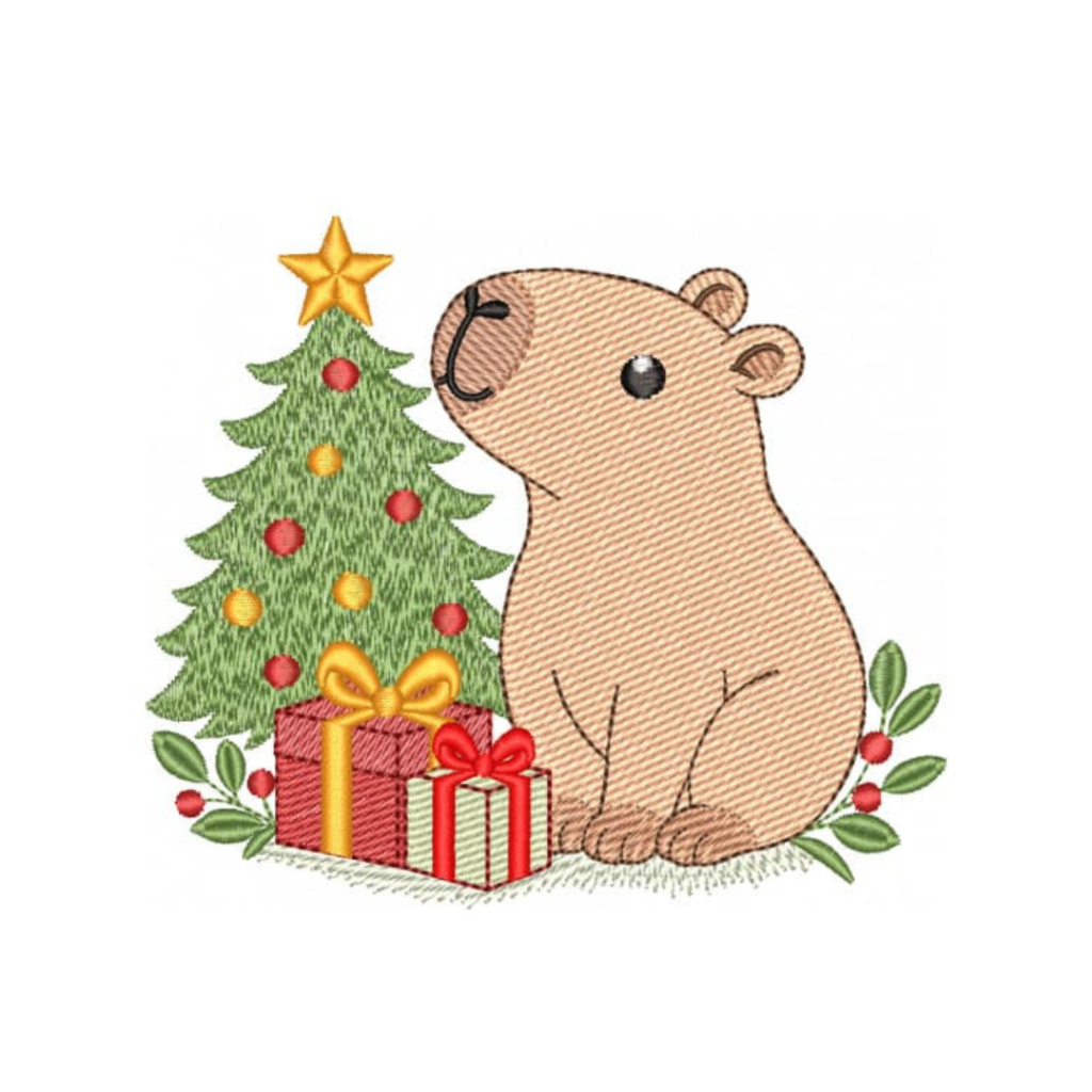 Capivara com Árvore de Natal