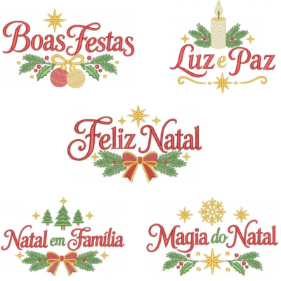 Coleção com 05 matrizes de Natal com Frases