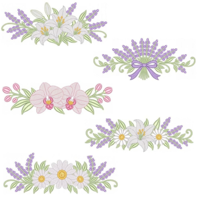 Coleção com 05 matrizes Flores e Lavandas